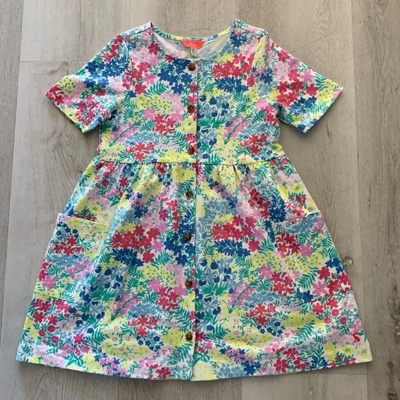 valentines dress‎ floral with pockets blue pink size 9/10Y Really cute - Picture 1 of 7
